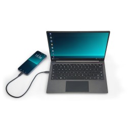 NexDock 2026 open lapdock connected to Samsung Galaxy via USB-C — DeX desktop mode active